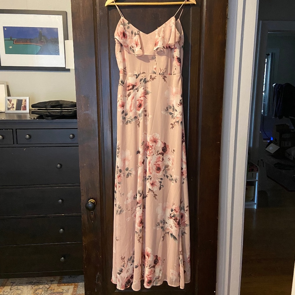 Chiffon Floral Print Dress with Spaghetti Straps - Size 4 - Picture 4 of 10